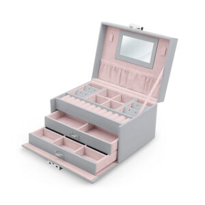 Κοσμηματοθήκη - Μπιζουτιέρα 18.6 x 14.8 x 11 cm Χρώματος Γκρι Massido MS-700-Grey