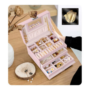 Κοσμηματοθήκη - Μπιζουτιέρα 18.6 x 14.8 x 11 cm Χρώματος Ροζ Massido MS-700-Pink - Image 2