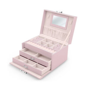 Κοσμηματοθήκη - Μπιζουτιέρα 18.6 x 14.8 x 11 cm Χρώματος Ροζ Massido MS-700-Pink