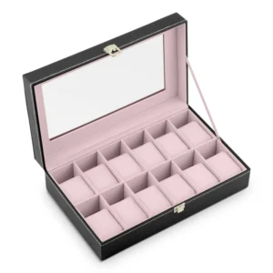 Massido Κουτί για 12 ρολόγια MS-710 μαύρο-σολομί MS-710-Black-Salmon - Image 2