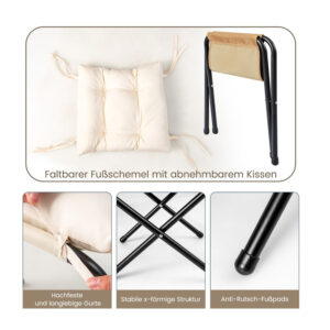 Μεταλλική Πολυθρόνα με Υποπόδιο 75 x 81 x 94.5 cm Χρώματος Μπεζ Costway NP10119BE - Image 2