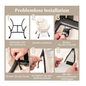 Μεταλλική Πολυθρόνα με Υποπόδιο 75 x 81 x 94.5 cm Χρώματος Μπεζ Costway NP10119BE - Image 3