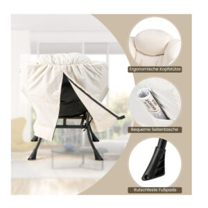 Μεταλλική Πολυθρόνα με Υποπόδιο 75 x 81 x 94.5 cm Χρώματος Μπεζ Costway NP10119BE - Image 4