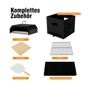 Φορητός Φούρνος Πίτσας με Κάρβουνο Πολλαπλών Χρήσεων 4 σε 1 36 x 33.5 x 43.5 cm Costway NP10734 - Image 3