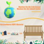 Costway Εξωτερικός Πάγκος HDPE Ανθεκτικός στις Καιρικές Συνθήκες με Άνετη Πλάτη και Βραχίονες, Μέγιστο Φορτίο 320 kg NP10895CF - Image 5