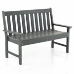 Costway  Γκρι Πάγκος Κήπου από HDPE για 2-3 άτομα 132 x 65 x 91 εκ. NP10895GR - Image 2