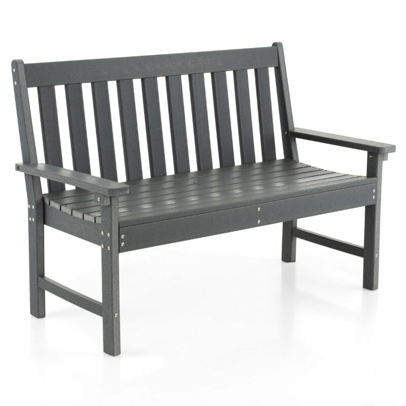 Costway  Γκρι Πάγκος Κήπου από HDPE για 2-3 άτομα 132 x 65 x 91 εκ. NP10895GR - Image 2