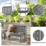 Costway  Γκρι Πάγκος Κήπου από HDPE για 2-3 άτομα 132 x 65 x 91 εκ. NP10895GR - Image 4