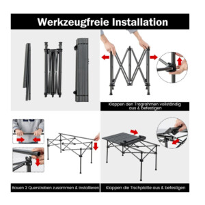 Πτυσσόμενο Τραπέζι Κάμπινγκ Αλουμινίου 95 x 55 x 50 cm Costway NP11004BK - Image 5