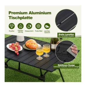 Πτυσσόμενο Τραπέζι Κάμπινγκ Αλουμινίου με Ρυθμιζόμενο Ύψος 90 x 60.5 x 42.5-52 cm Χρώματος Μαύρο Costway NP11146DK - Image 4