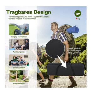 Πτυσσόμενο Τραπέζι Κάμπινγκ Αλουμινίου με Ρυθμιζόμενο Ύψος 90 x 60.5 x 42.5-52 cm Χρώματος Μαύρο Costway NP11146DK - Image 5