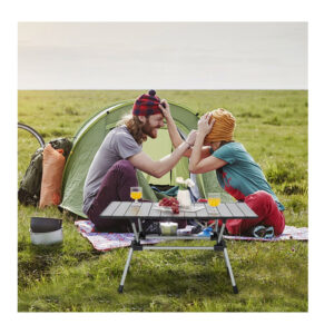 Πτυσσόμενο Τραπέζι Κάμπινγκ Αλουμινίου με Ρυθμιζόμενο Ύψος 90 x 60.5 x 42.5-52 cm Χρώματος Ασημί Costway NP11146SL - Image 5