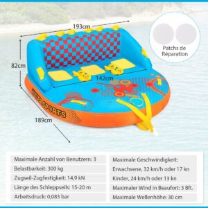 Costway  Φουσκωτό Τρίκλινο για Σκάφος Formula Tube για Καθιστή και Γονατιστή Χρήση 240 x 200 x 70 εκ. NP11600 - Image 3
