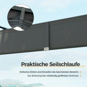 Costway  Εξωτερική Πέργκολα 310 x 310 cm με Επεκτάσιμο Σκίαστρο και Ανθεκτική Κατασκευή NP11860GR - Image 5