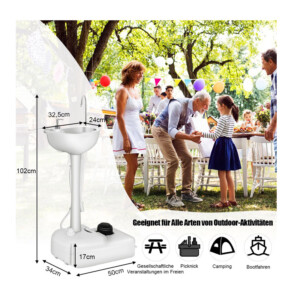 Φορητός Νιπτήρας Κάμπινγκ με Βάση 17 Lt Costway OP70582 - Image 5