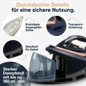 Σύστημα Σιδερώματος με Ατμό 2400W 4 bar με Κεραμική Σόλα - Μπλε/Rose Gold PC-DBS3127 Proficare - Image 5