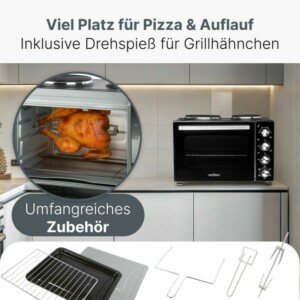 Περιστρεφόμενη Σούβλα και 2 Εστίες – Μαύρο PC-KK1302-Black Proficare