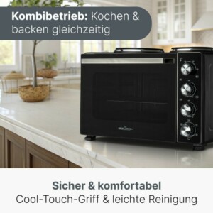 Πολυλειτουργική Κουζίνα με Φούρνο, Περιστρεφόμενη Σούβλα και 2 Εστίες – Μαύρο PC-KK1302-Black Proficare - Image 5