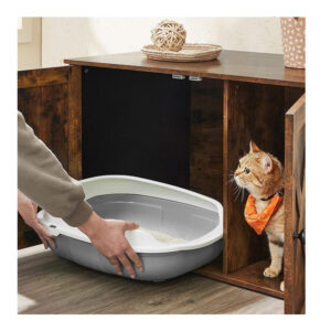 Ξύλινο Έπιπλο για Τουαλέτα Γάτας 80 x 53 x 49.2 cm Χρώματος Σκούρο Καφέ/Μαύρο PCL002X02 Feandrea - Image 2