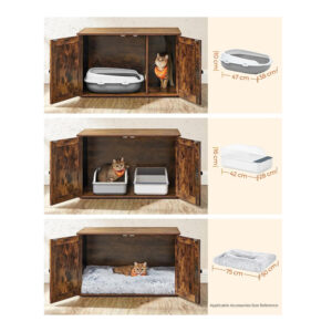 Ξύλινο Έπιπλο για Τουαλέτα Γάτας 80 x 53 x 49.2 cm Χρώματος Σκούρο Καφέ/Μαύρο PCL002X02 Feandrea - Image 3