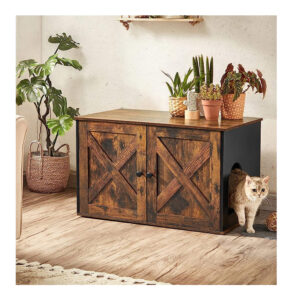 Ξύλινο Έπιπλο για Τουαλέτα Γάτας 80 x 53 x 49.2 cm Χρώματος Σκούρο Καφέ/Μαύρο PCL002X02 Feandrea - Image 5