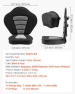 VEVOR Καθισμα Καγιάκ 65mm, Παγκόσμιο Καθίσμα SUP με Πλάτη, Μαξιλάρι με Αποθηκευτική Τσάντα & Ρυθμιζόμενους Ιμάντες PHTRZYEVAPMJSGLKP001V0 - Image 4