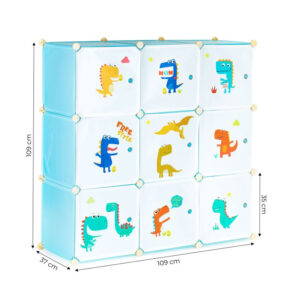Σύστημα Αποθήκευσης - Παιδική Αρθρωτή Ραφιέρα με 9 Κύβους 109 x 37 x 109 cm Χρώματος Γαλάζιο ModernHome PJJCBS0009-09A - Image 3