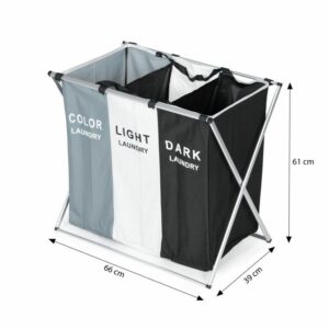 Καλάθι Απλύτων με 3 Υφασμάτινες Τσάντες PJJLB0408 MODERNHOME - Image 3