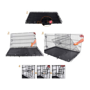 Αναδιπλούμενο Μεταλλικό Κλουβί Σκύλου με 2 Πόρτες 77.5 x 48.5 x 55.5 cm Feandrea PPD42H - Image 4