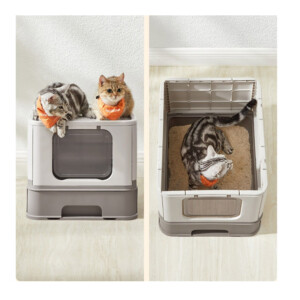 Φορητή Κλειστή Τουαλέτα Γάτας 54.3 x 42.5 x 37.8 cm Χρώματος Taupe PPT001G01 Feandrea - Image 4