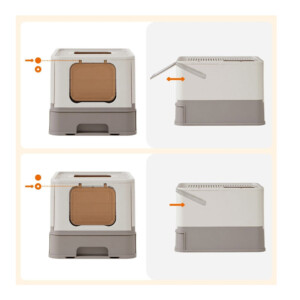 Φορητή Κλειστή Τουαλέτα Γάτας 54.3 x 42.5 x 37.8 cm Χρώματος Taupe PPT001G01 Feandrea - Image 5