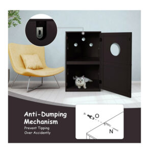 Ξύλινο Ντουλάπι 2 Επιπέδων για Αμμολεκάνη Γάτας 60 x 53 x 90 cm Costway PV10001CF - Image 3