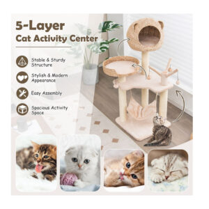 Δέντρο Γάτας - Ονυχοδρόμιο 49.5 x 49.5 x 121 cm Costway PV10069NA - Image 3