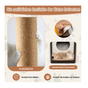 Μεταλλικό Έπιπλο - Ονυχοδρόμιο Γάτας με Σπιτάκι 60 x 36 x 66 cm Costway PV10134CF - Image 2