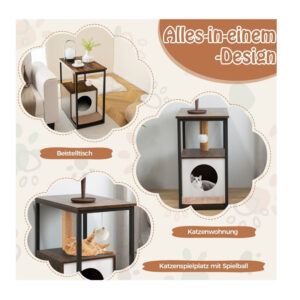 Μεταλλικό Έπιπλο - Ονυχοδρόμιο Γάτας με Σπιτάκι 60 x 36 x 66 cm Costway PV10134CF - Image 4