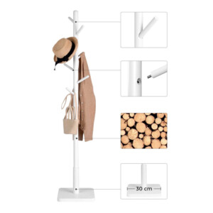 Ξύλινος Καλόγερος με 8 Γάντζους και Ρυθμιζόμενο Ύψος 30 x 30 x 175 cm VASAGLE RCR010W02 - Image 5