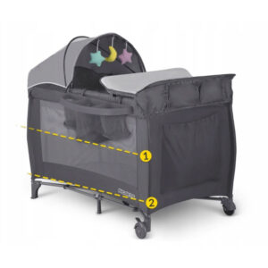 Πτυσσόμενο Παρκοκρέβατο Ταξιδιού με Σκέπαστρο και Παιχνίδια 125 x 65 x 78 cm Ricokids RK-242-Dgrey - Image 5