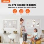 VEVOR Πίνακας Ανακοινώσεων 36"x24" με Λευκή Επιφάνεια Λινάτσας για Τοίχο  RMB36X24WBSMUFWYSV0 - Image 2