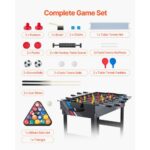 VEVOR Τραπέζι Παιχνιδιών 4-σε-1 122cm: Air Hockey, Ποδοσφαιράκι, Πινγκ Πονγκ, Μπιλιάρδο SDJFKQQGQZ48H9FNMV0 - Image 5