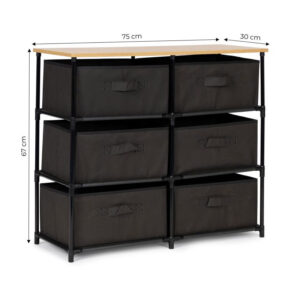 Μεταλλική Συρταριέρα με 6 Υφασμάτινα Συρτάρια 75 x 30 x 67 cm ModernHome SNJ763068-Dgrey - Image 3