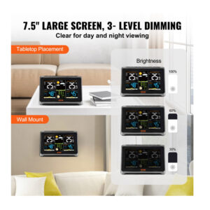 Ασύρματος Μετεωρολογικός Σταθμός με Έγχρωμη Οθόνη 7.5 7 σε 1 VEVOR SNQXZWX75VAAAAQ08V2 - Image 5