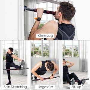 Costway  Μονόζυγο πόρτας με αντιολισθητική λαβή αφρού 65 - 100 cm Μαύρο SP37433 - Image 3