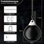 Costway Σάκος Πυγμαχίας Ø45 cm 50 kg με Ρυθμιζόμενη Μεταλλική Αλυσίδα Μαύρος SP37882BK - Image 2