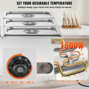 VEVOR  Επαγγελματικός Ηλεκτρικός Θερμαντήρας Τροφίμων Πάγκου Μπουφέ 6*5Qt Bain Marie SYSPBWQPTK61338ZNV2 - Image 3