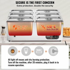 VEVOR  Επαγγελματικός Ηλεκτρικός Θερμαντήρας Τροφίμων Πάγκου Μπουφέ 6*5Qt Bain Marie SYSPBWQPTK61338ZNV2 - Image 4