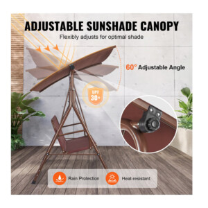 Μεταλλική Κούνια Εξωτερικού Χώρου 3 Θέσεων με Σκιάστρο 1740 x 1095 x 1550 mm VEVOR TJQQ68INX44IRJNFTV0 - Image 3