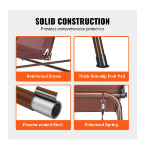 Μεταλλική Κούνια Εξωτερικού Χώρου 3 Θέσεων με Σκιάστρο 1740 x 1095 x 1550 mm VEVOR TJQQ68INX44IRJNFTV0 - Image 5