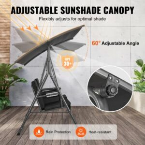 Διθέσια Κούνια Βεράντας VEVOR με Ρυθμιζόμενο Σκίαστρο Μαύρη  TJQQ71INX53IW648VV0 - Image 3