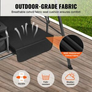 Διθέσια Κούνια Βεράντας VEVOR με Ρυθμιζόμενο Σκίαστρο Μαύρη  TJQQ71INX53IW648VV0 - Image 4