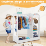Παιδική Ντουλάπα Με Καθρέφτη-Λευκή TP10021WH Costway - Image 5